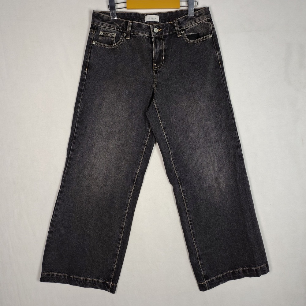 PacSun Casey Low Rise Baggy Jeans Washed Black Denim 28 S 860HO242235